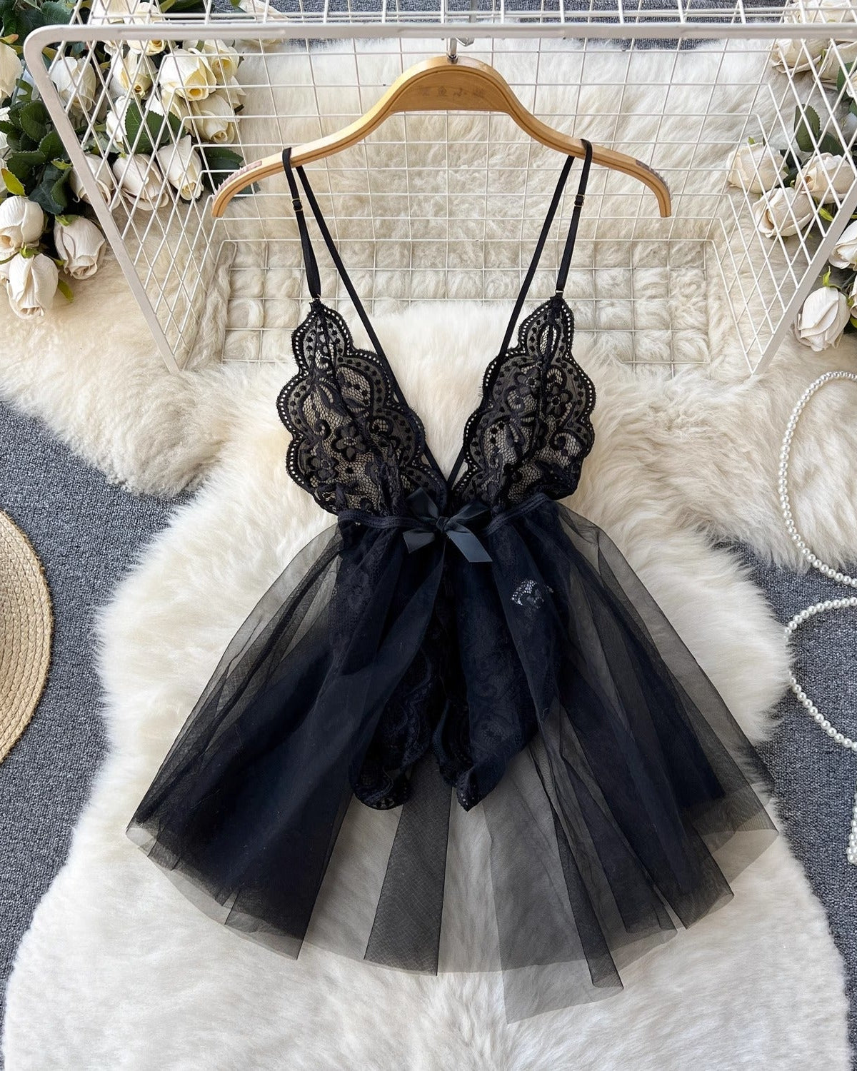 Cataline One Piece Mesh Lace Intimate Lingerie - Sinderella