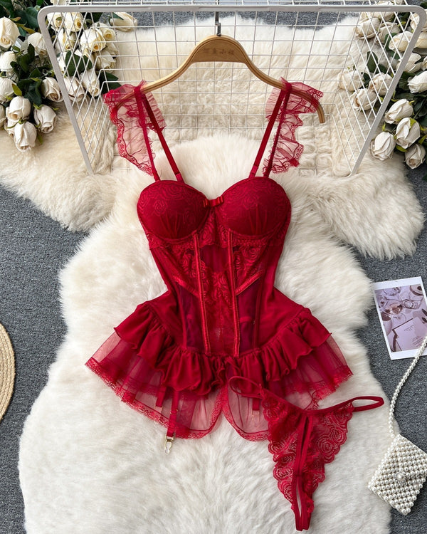 Showstopper mesh lace lingerie set for women in white sheer lace — Sinderella