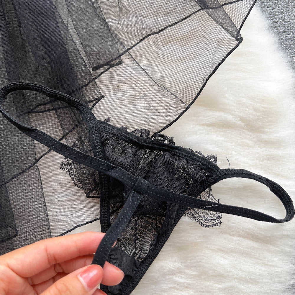 Hannya Two Piece Lace Mesh Lingerie - Sinderella