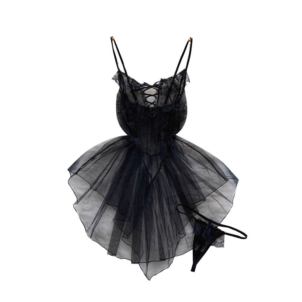 Hannya Two Piece Lace Mesh Lingerie - Sinderella