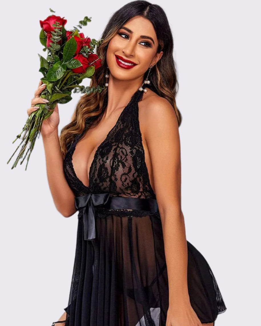 Inaya Mesh Sheer Two Piece Lingerie - Sinderella