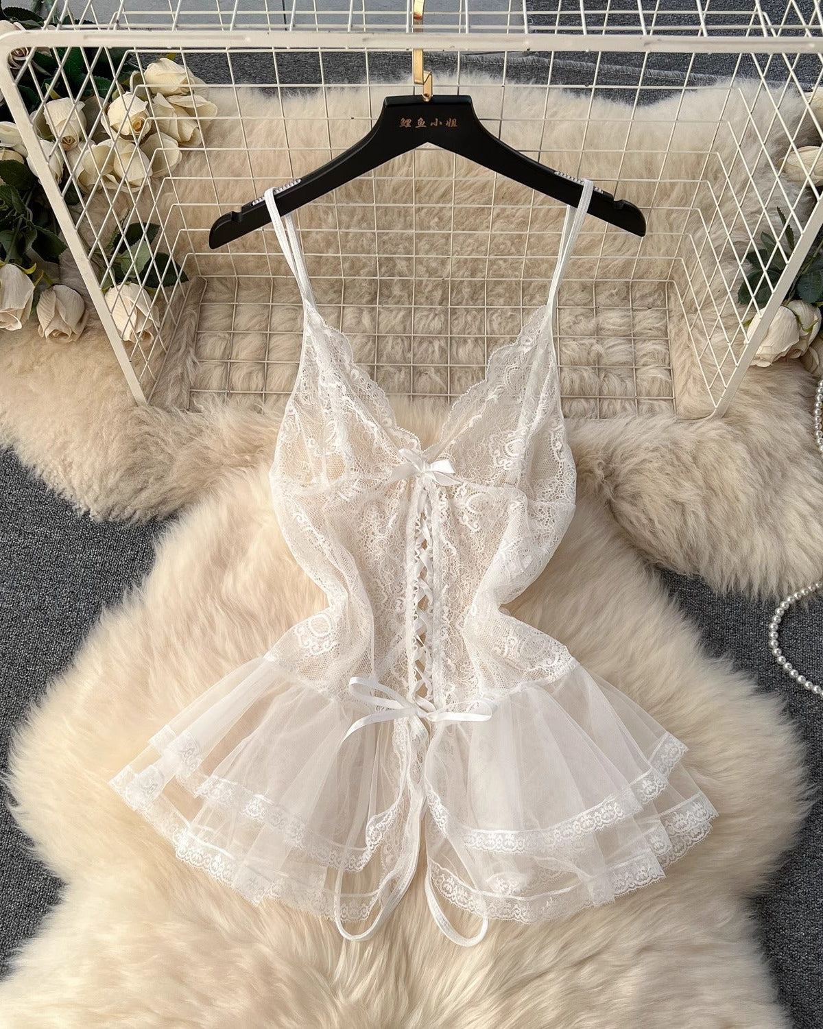 Ivory Square Collor Backless Babydoll Lingerie - Unleash Your Sensual Side by Sinderella - Sinderella