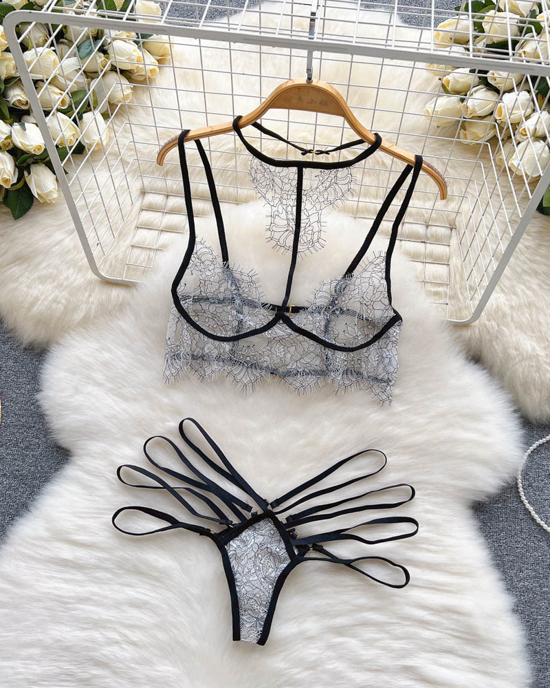 Lamia Two Piece Sheer Lingerie Set - Sinderella