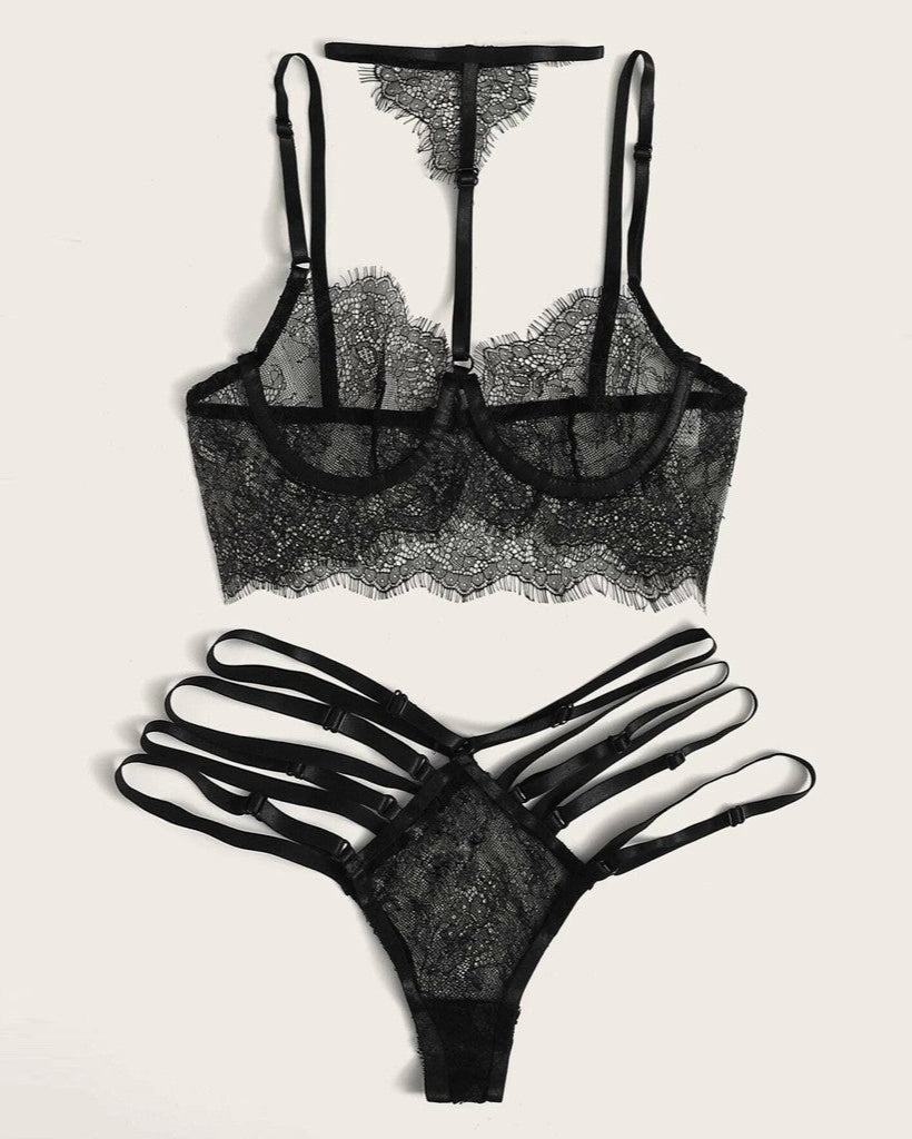 Lamia Two Piece Sheer Lingerie Set - Sinderella