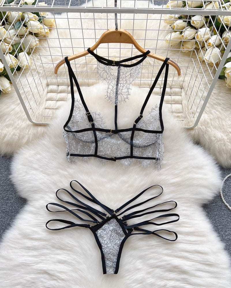 Lamia Two Piece Sheer Lingerie Set - Sinderella