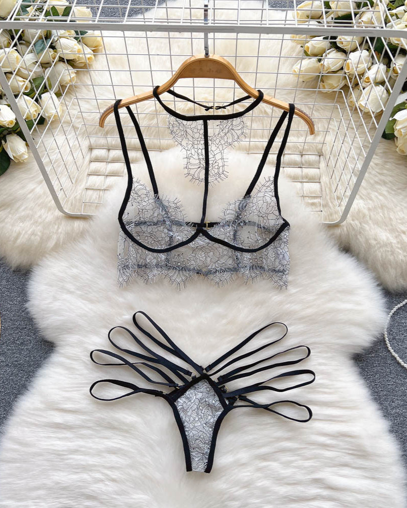 Lamia Two Piece Sheer Lingerie Set - Sinderella