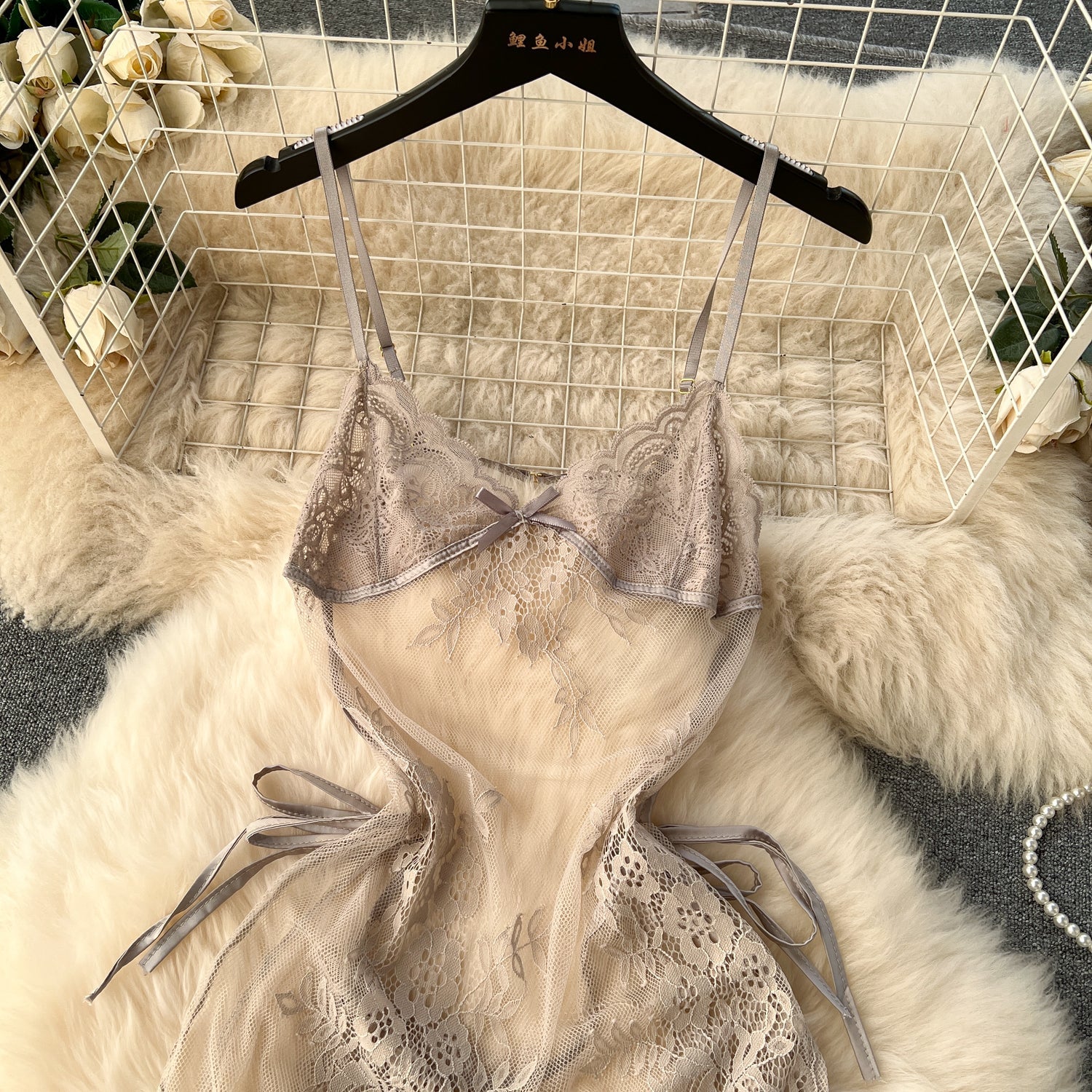 Lauren Two Piece Lace Mesh Lingerie Set - Sinderella