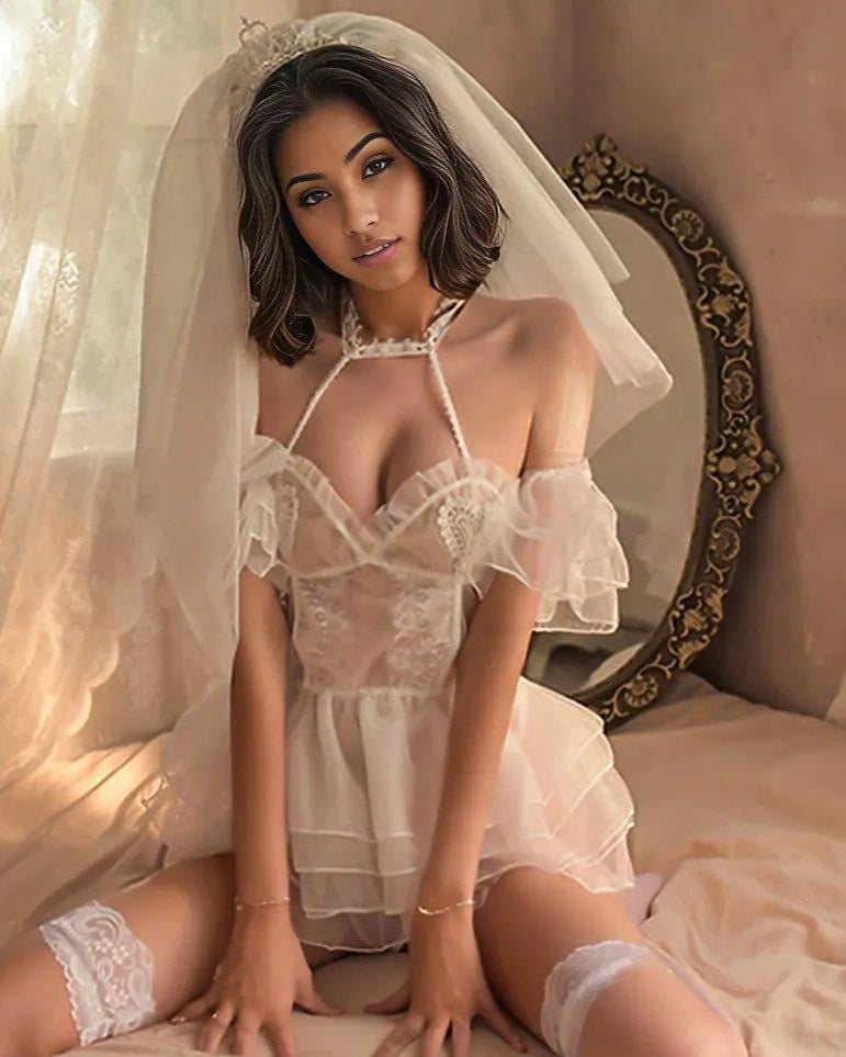 Maren Mesh Sheer Bridal Babydoll Lingerie Set - Sinderella