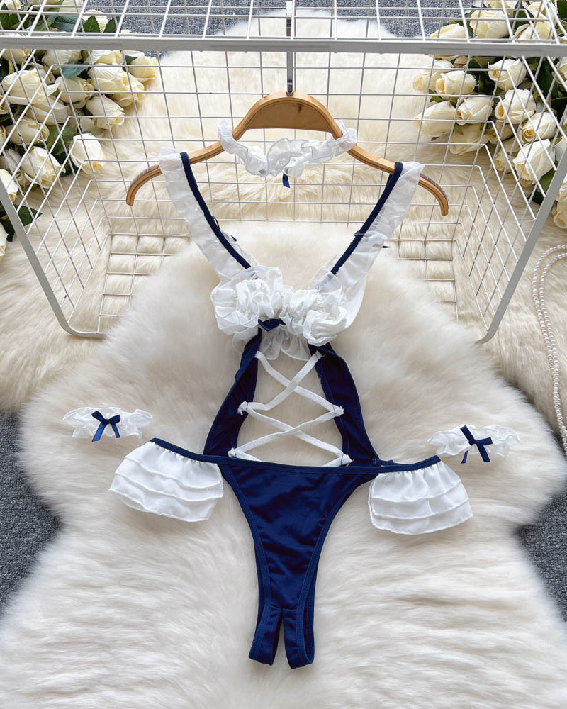 Nayeli One Piece Criss Cross Cute Lingerie - Sinderella