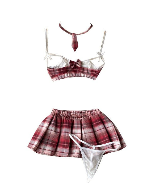 Rusalka Four Piece Plaid Lingerie Set - Sinderella