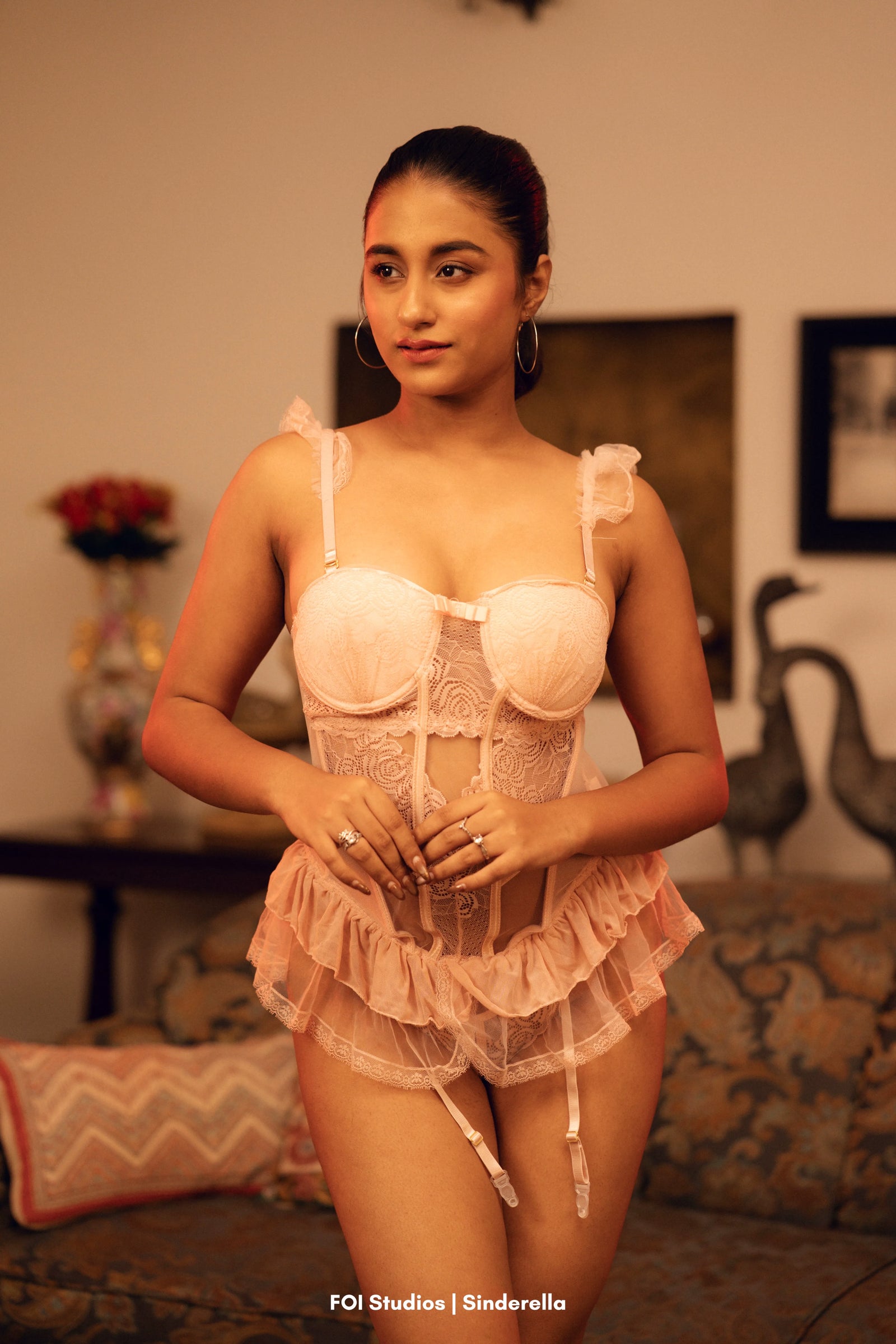 Raunak — Lace Mesh Corset Set with Garters
