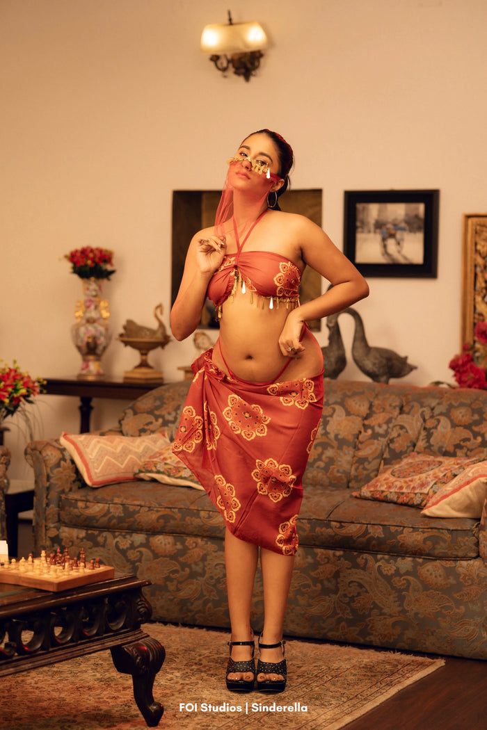 Kashida — Bra, Wrap Skirt, Panty & Mask Set