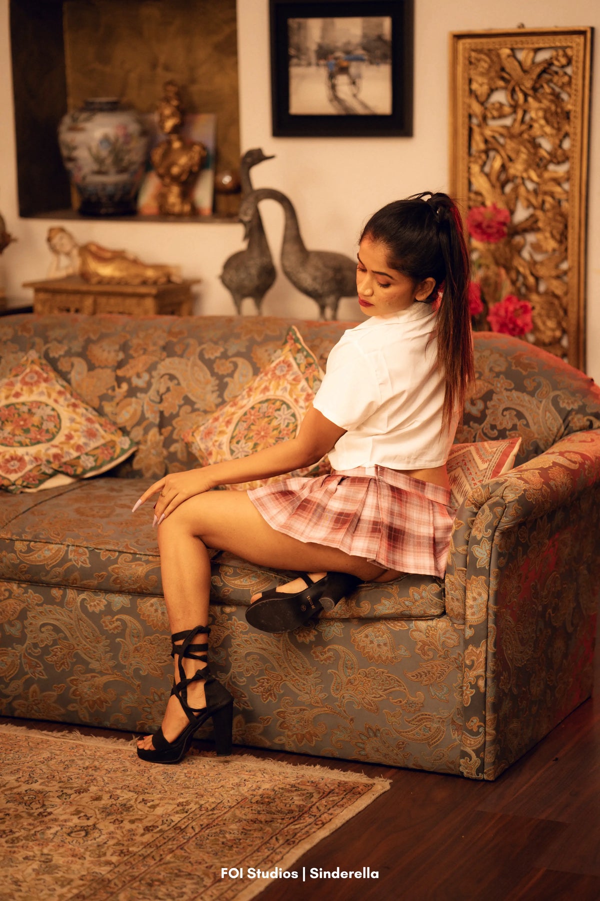 Make His Uniform Fantasy Come Alive – 4 Piece Set with Skirt, Panty & Choker