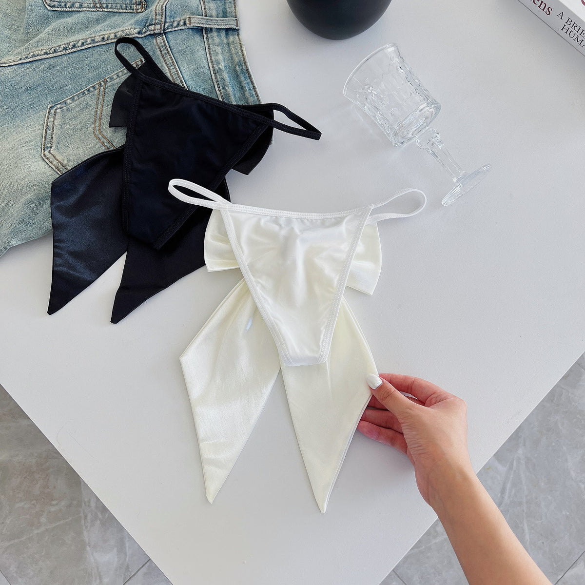 Anokhi — Satin Oversized Bow Thong