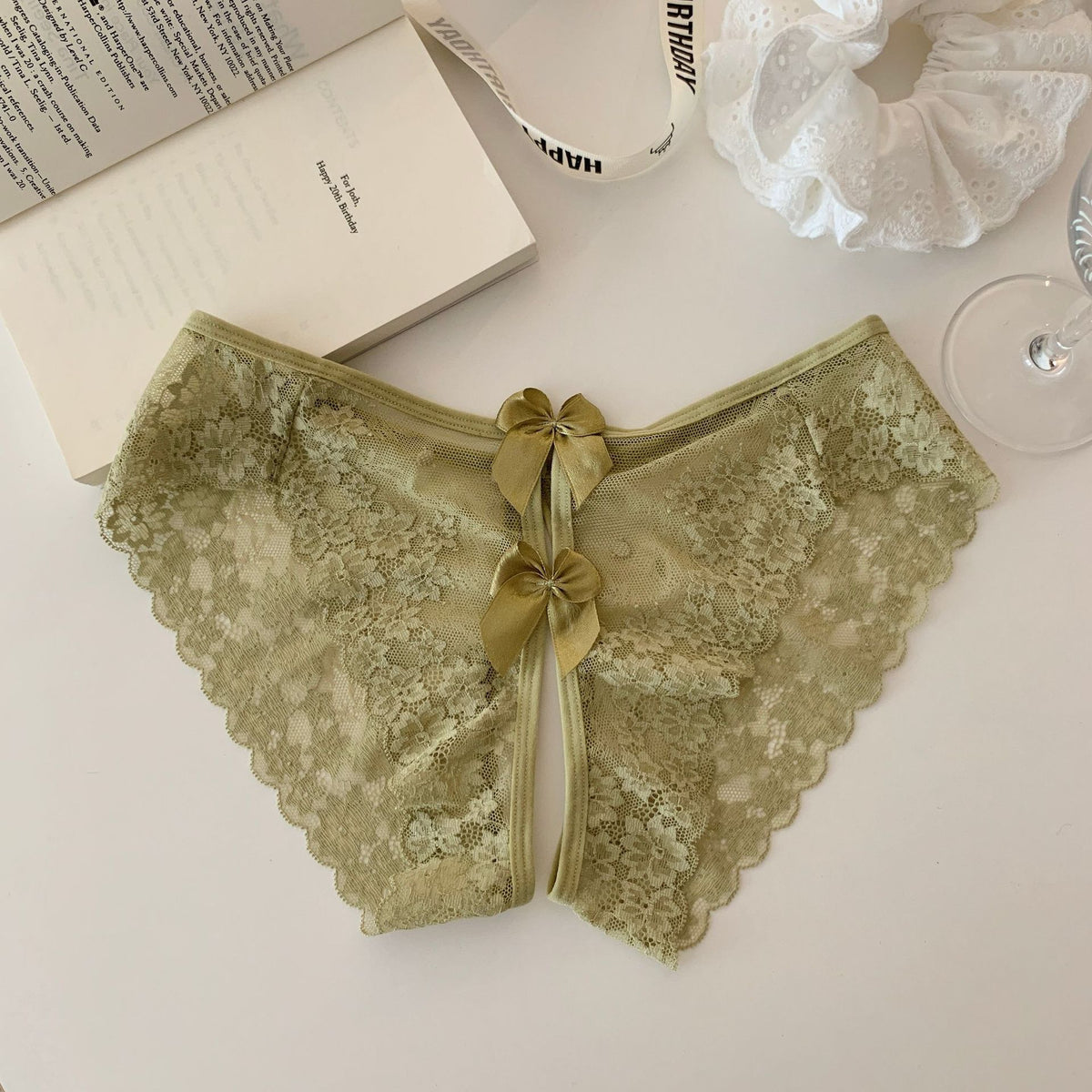 Bichhiya — Sheer Floral Lace Panty with Satin Bow