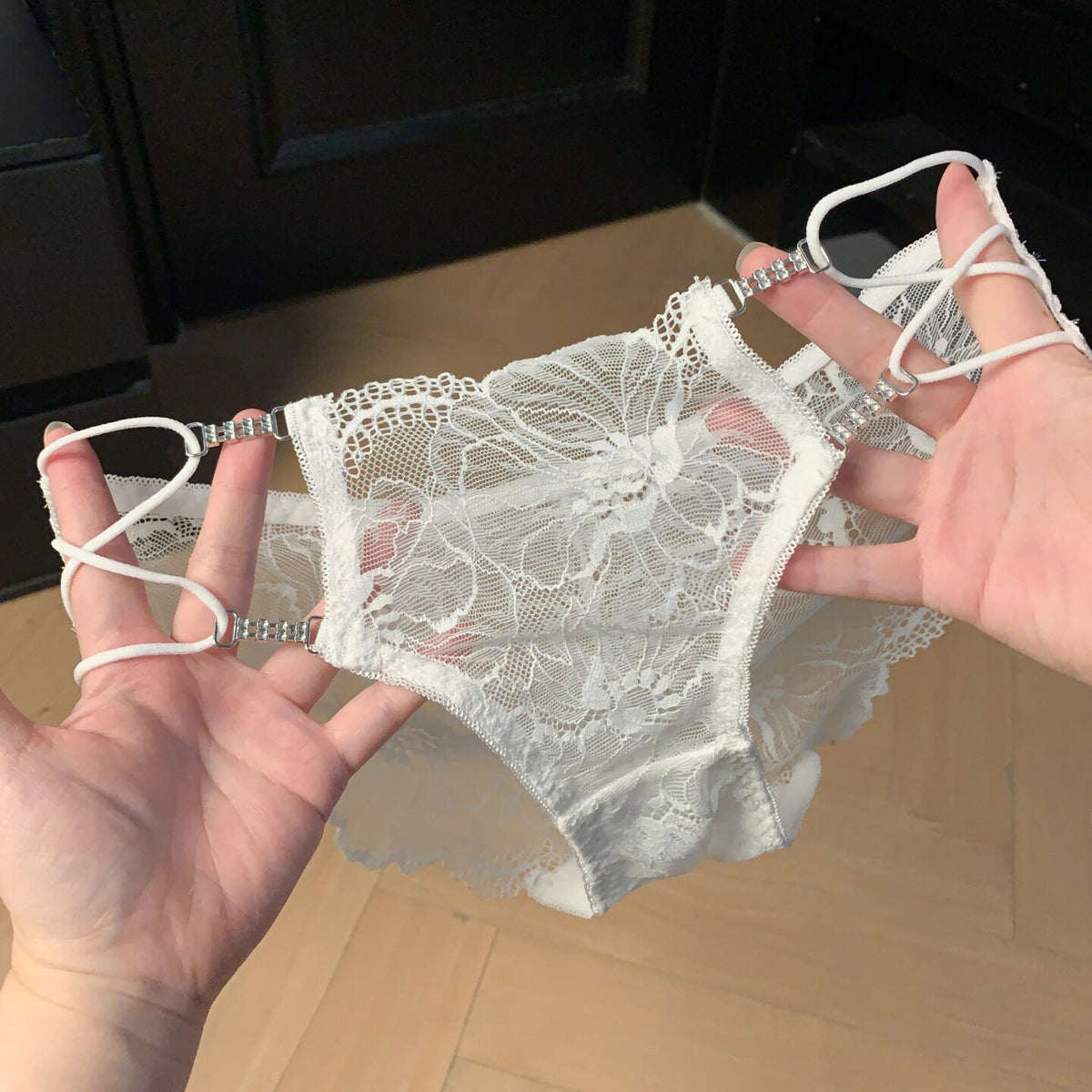 Nathni — Lace Panty with Rhinestone Chain Sides