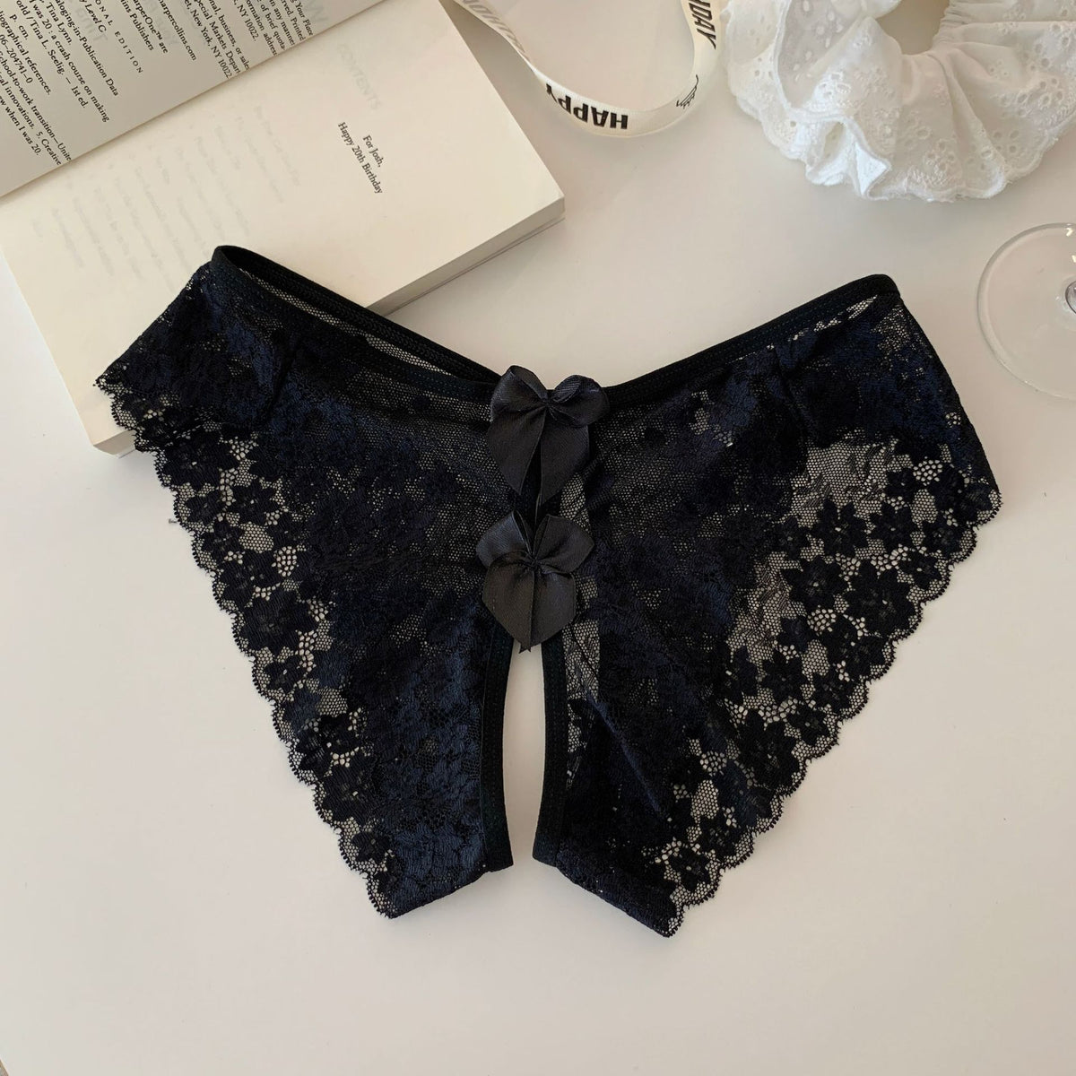 Bichhiya — Sheer Floral Lace Panty with Satin Bow