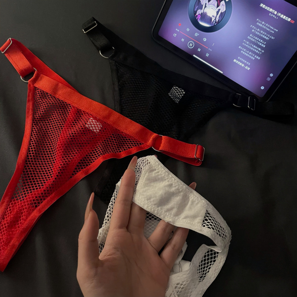 Chuski — Fishnet Strappy Thong with Adjustable Sides