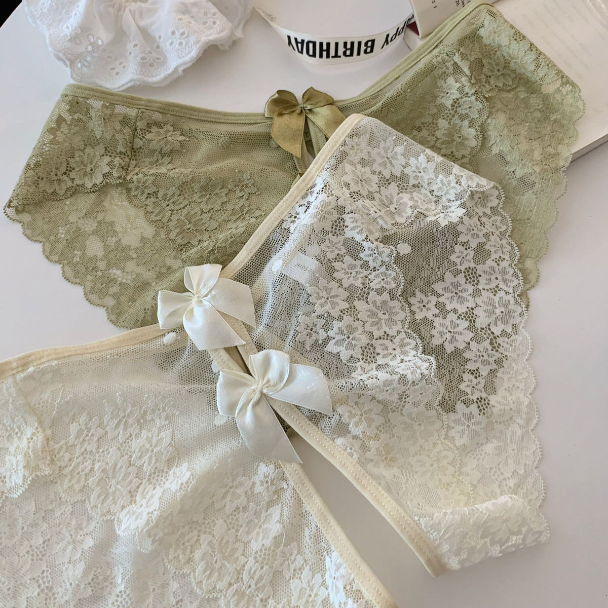 Bichhiya — Sheer Floral Lace Panty with Satin Bow