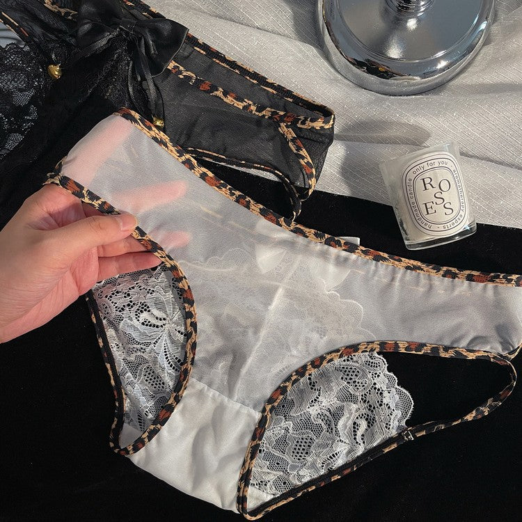 Tamanna — Leopard-Trim Lace Panty with Bow and Bells