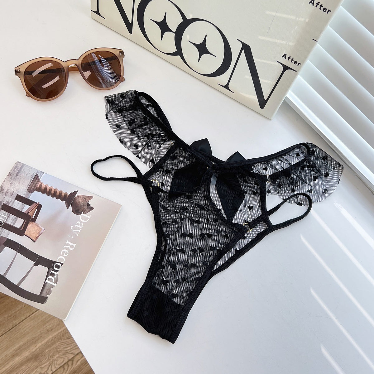 Chutki — Sheer Heart-Print Mesh Panty with Side Ties