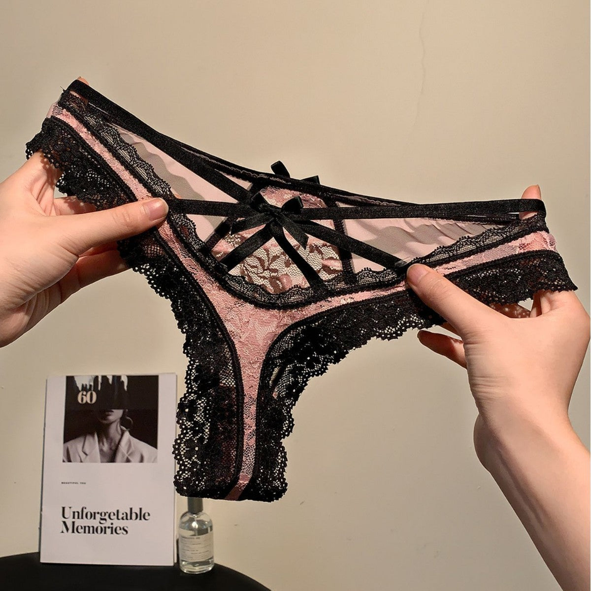 Gulabo — Lace-Trim Mesh Panty with Bow