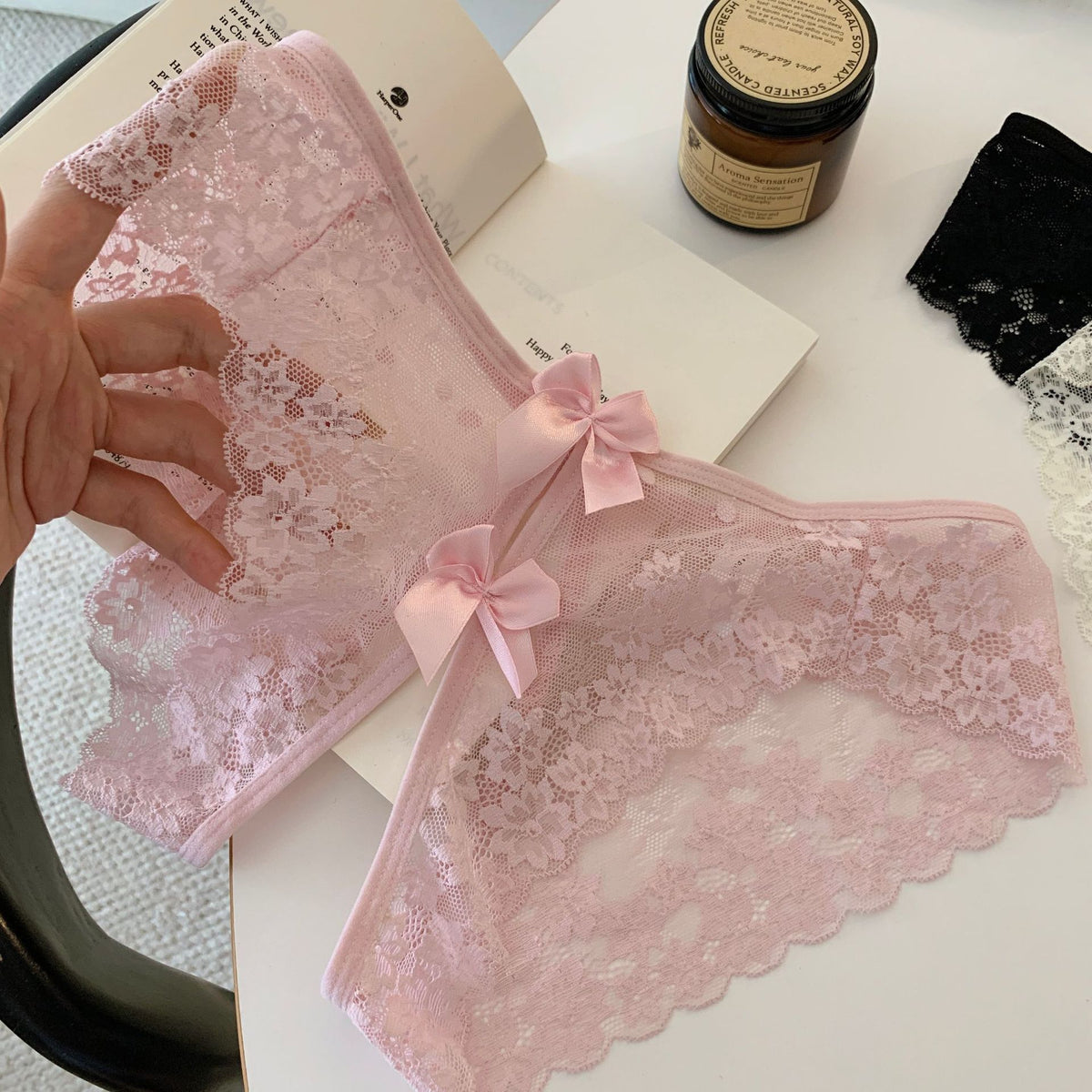 Bichhiya — Sheer Floral Lace Panty with Satin Bow