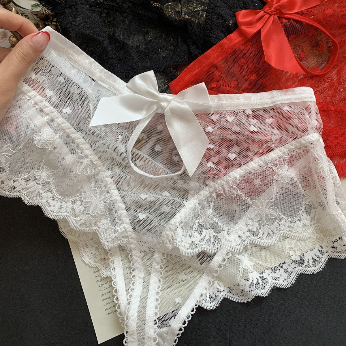 Laadli — Sheer Heart-Mesh Panty with Satin Bow