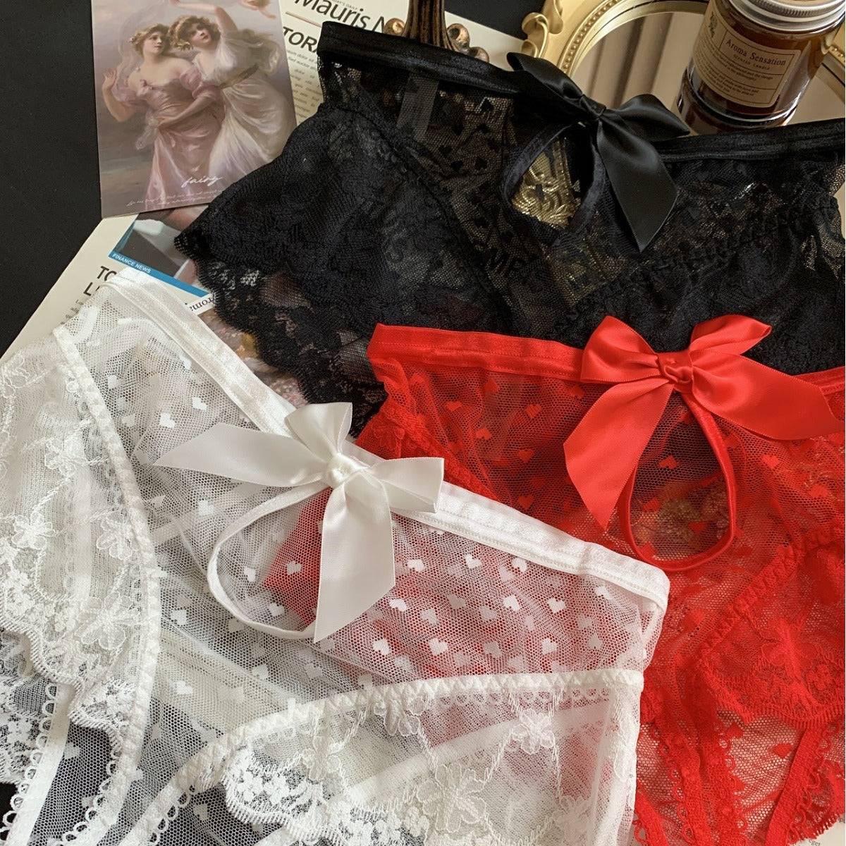 Laadli — Sheer Heart-Mesh Panty with Satin Bow