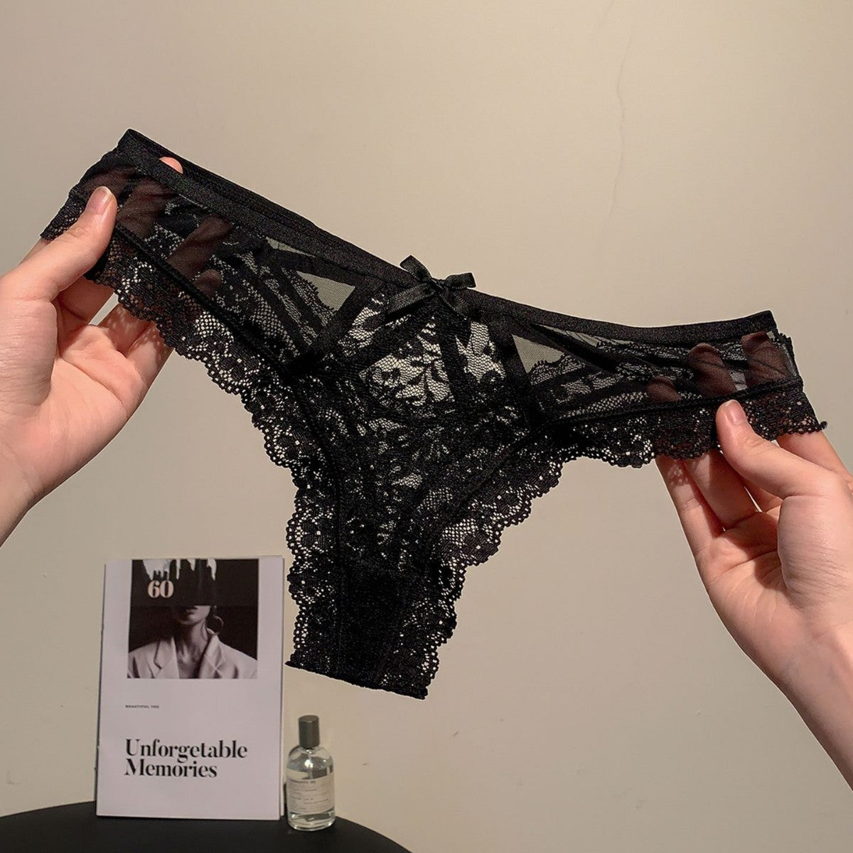 Gulabo — Lace-Trim Mesh Panty with Bow