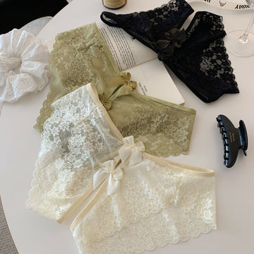 Bichhiya — Sheer Floral Lace Panty with Satin Bow
