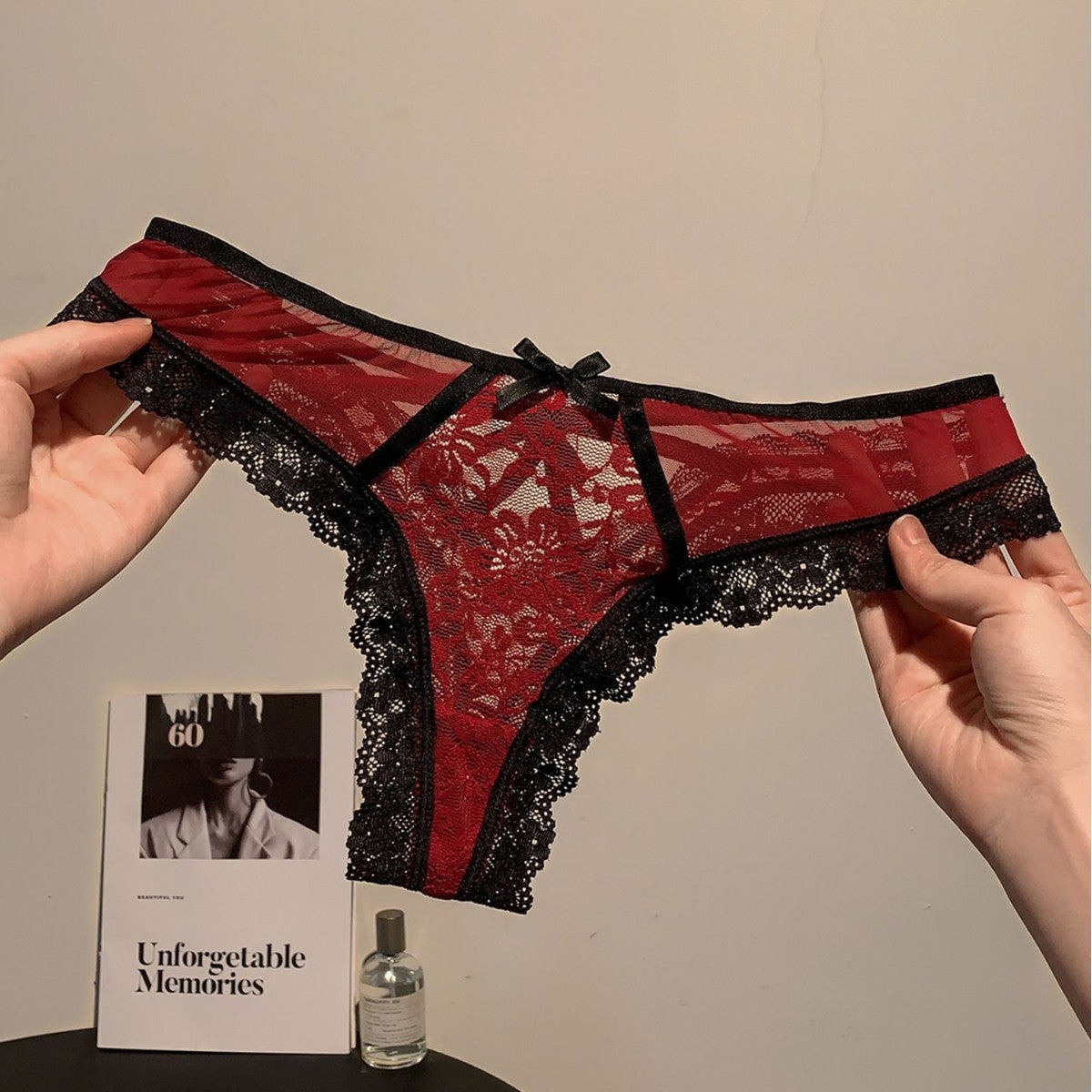 Gulabo — Lace-Trim Mesh Panty with Bow