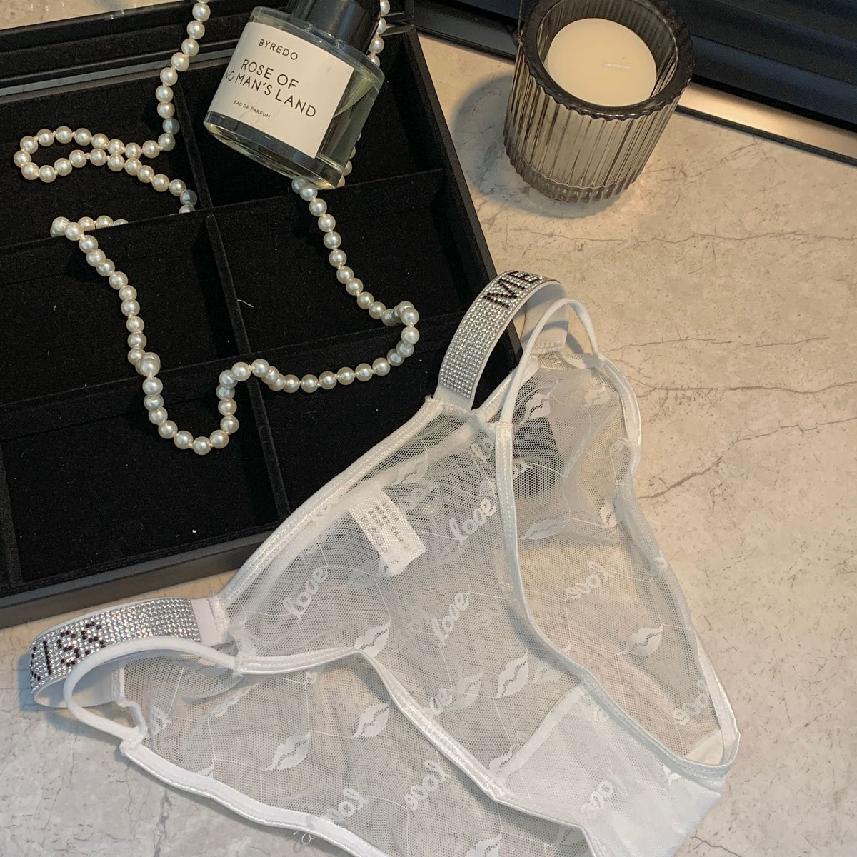 Chulbul — Satin Thong with Rhinestone Chain Tassels