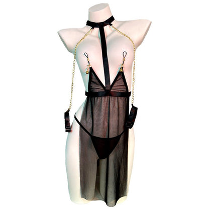 Avani Robe Style Sheer Lingerie Set With Stockings - Sinderella