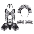 Azari Sheer Mesh Babydoll Lingerie Set With Hairband - Sinderella