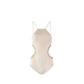 Beige Embellished Side Cutout Monokini Swimwear By Sinderella - Sinderella