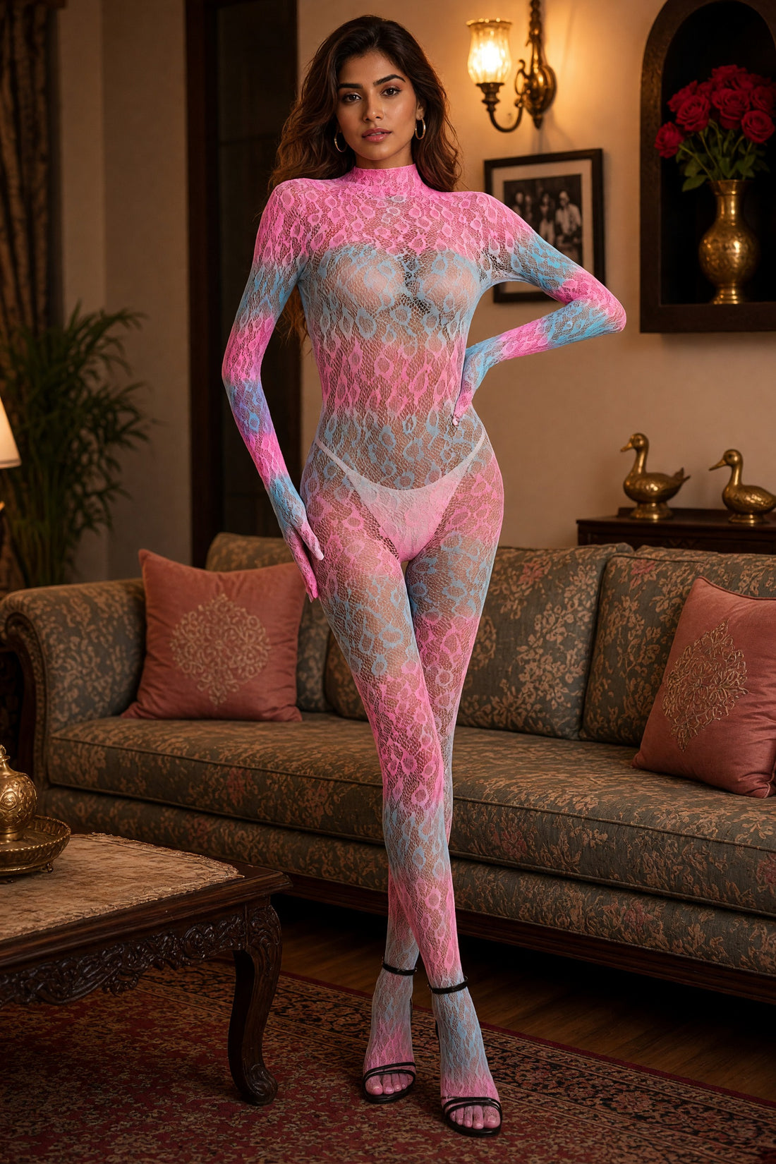 Satrangi — Multicolour Full-Body Lace Bodystocking