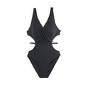 Black Cutout Waist Enhancing Monokini By Sinderella - Sinderella