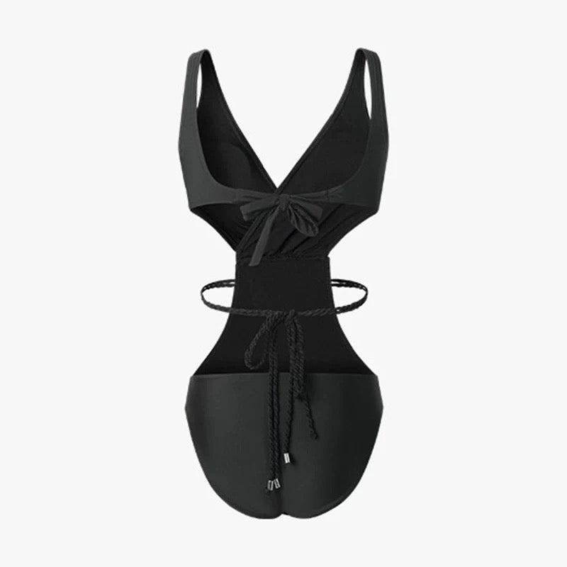 Black Cutout Waist Enhancing Monokini By Sinderella - Sinderella