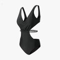 Black Cutout Waist Enhancing Monokini By Sinderella - Sinderella