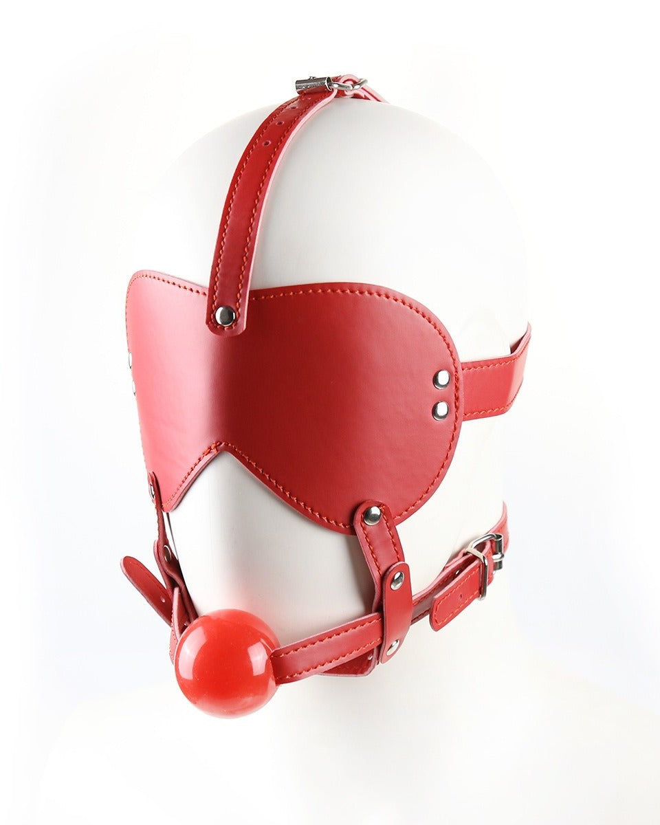Blind Trust Gag Leather Bondage Mask with Ball Gag & Blindfold - Sinderella