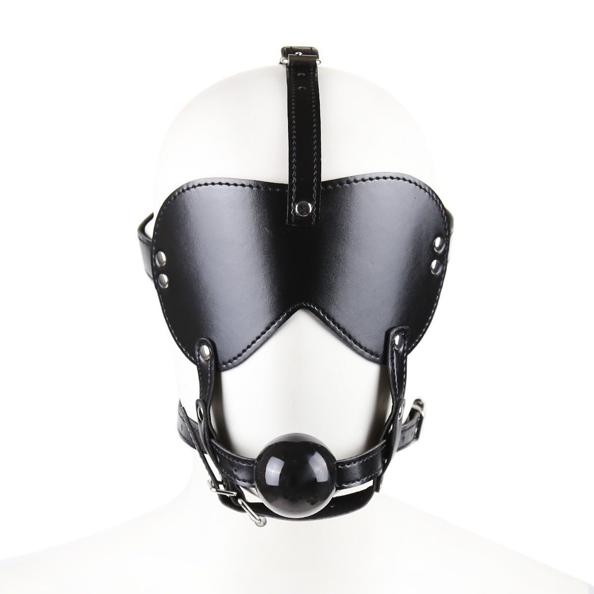 Blind Trust Gag Leather Bondage Mask with Ball Gag & Blindfold - Sinderella