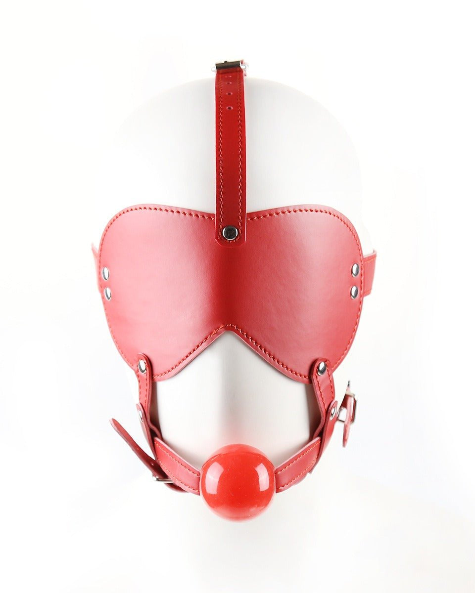 Blind Trust Gag Leather Bondage Mask with Ball Gag & Blindfold - Sinderella