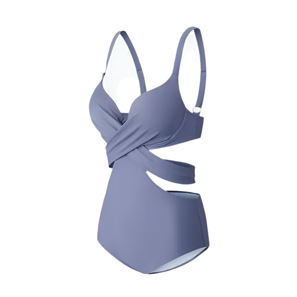 Blue Cutout Back Tie Monokini Swimwear By Sinderella - Sinderella