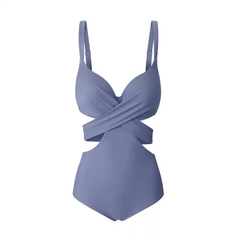 Blue Cutout Back Tie Monokini Swimwear By Sinderella - Sinderella