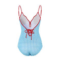 Blue Gingham Design With Red Straps Monokini By Sinderella - Sinderella