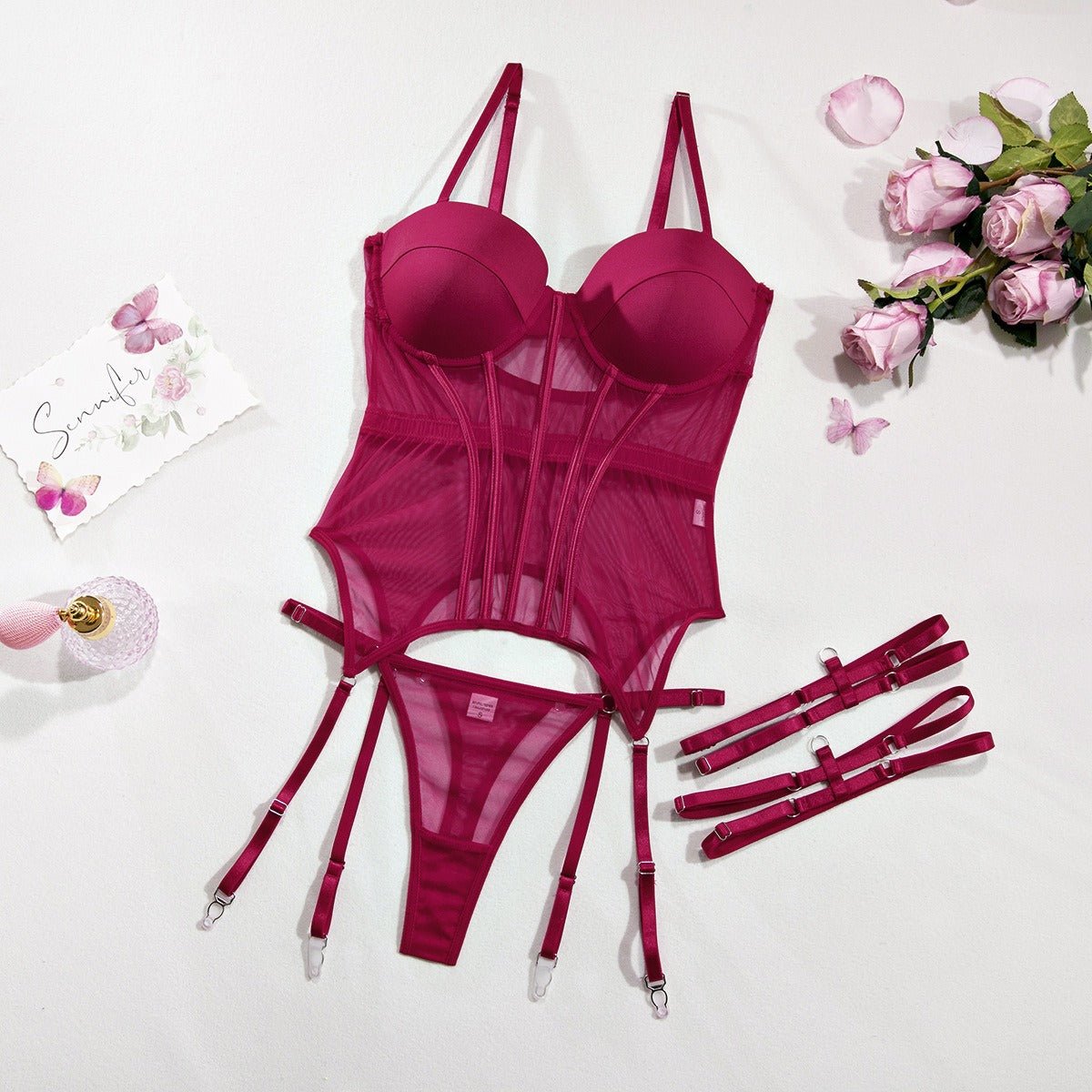 Bordeaux Bliss Two Piece Lingerie Set - Sinderella