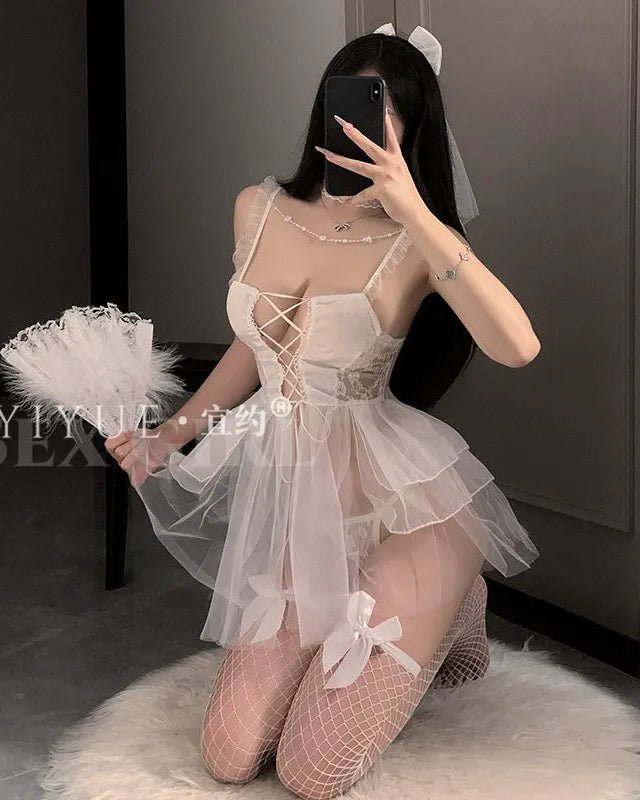 Bouquet Toss Energy Lace - Up Babydoll Lingerie - Sinderella
