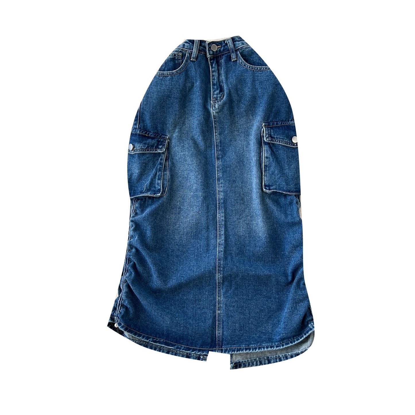 Abby Denim Cargo Drawstring Skirt