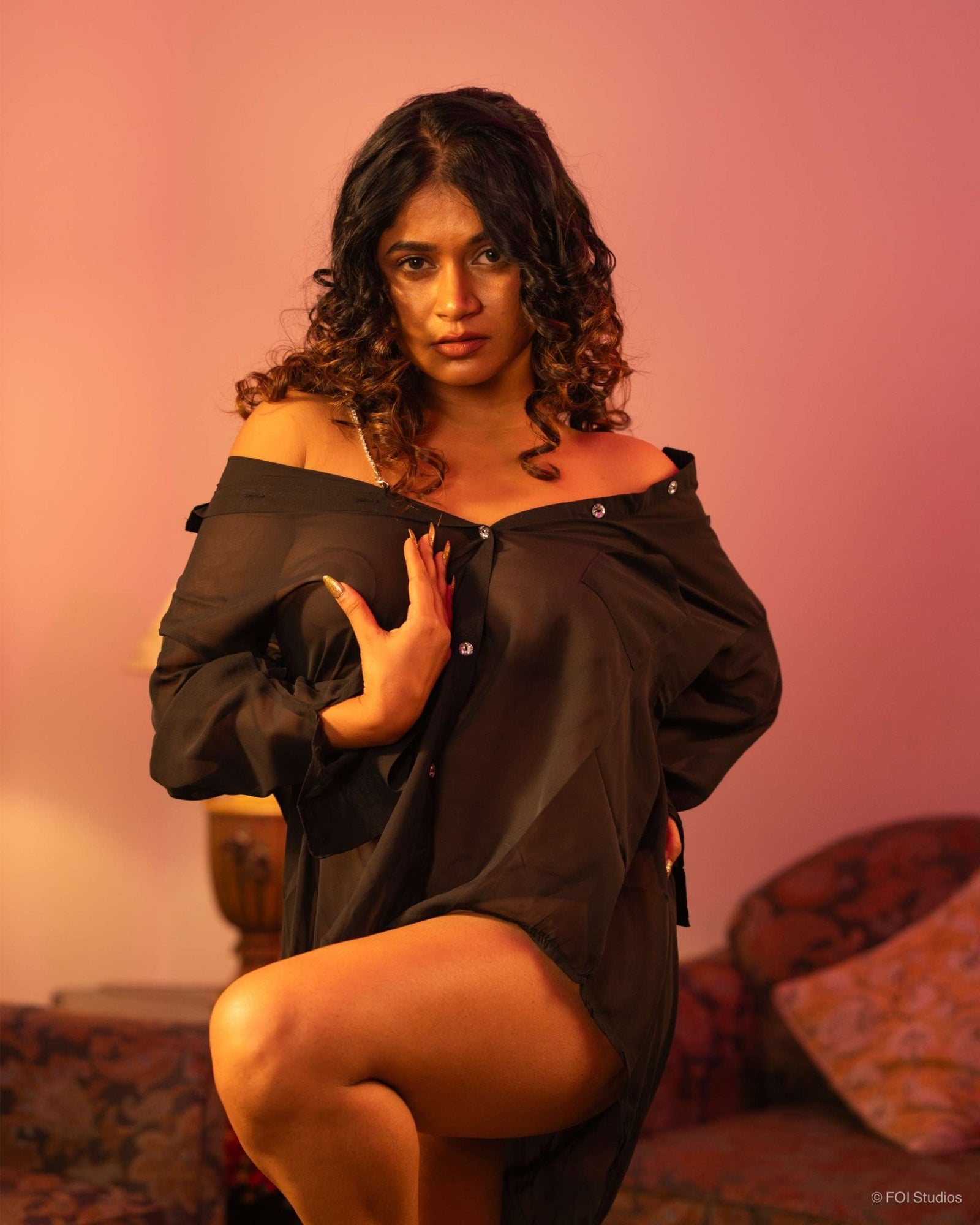 Bela — Two-Piece Sheer Mesh Shirt & Panty Set
